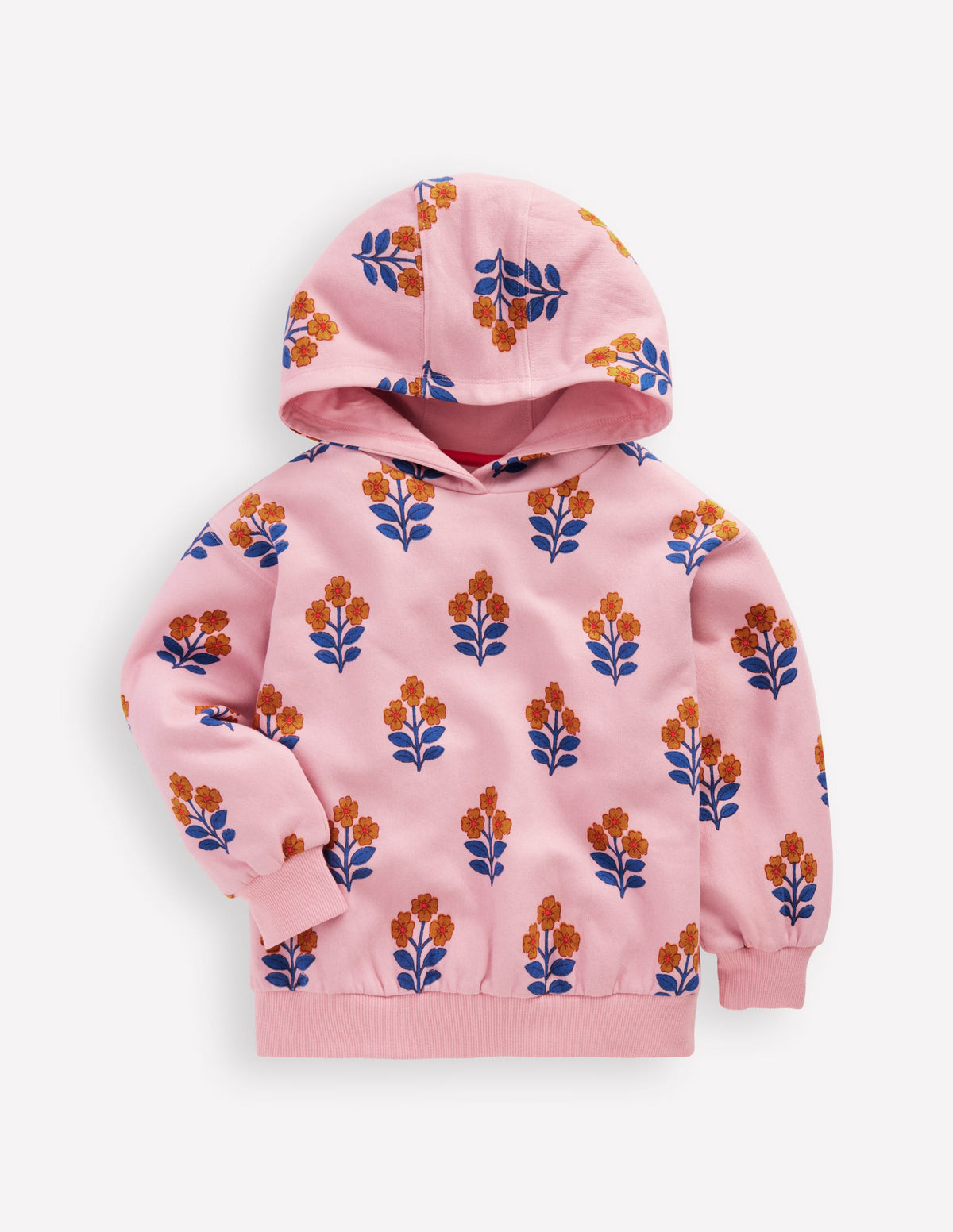 Printed Hoodie-Formica Pink Woodblock Flower - Image 4