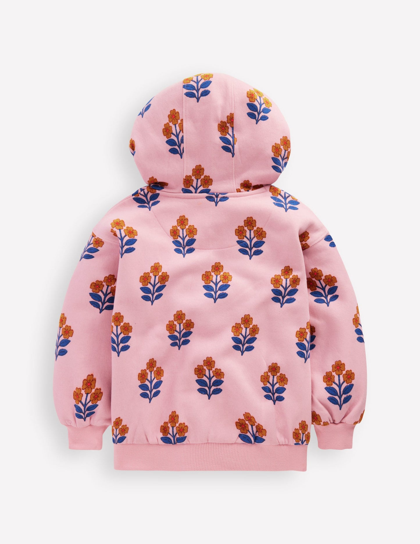 Printed Hoodie-Formica Pink Woodblock Flower