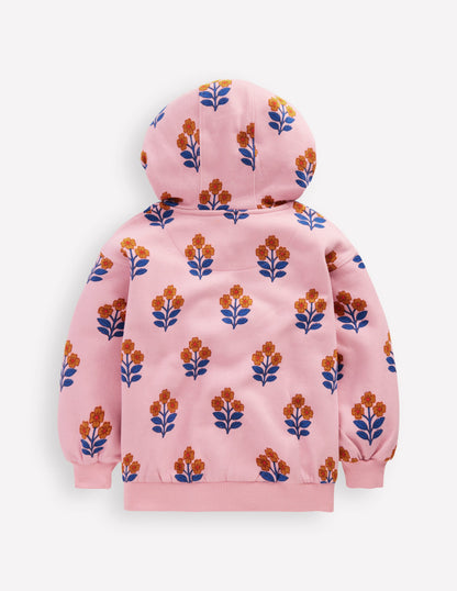 Printed Hoodie-Formica Pink Woodblock Flower-5