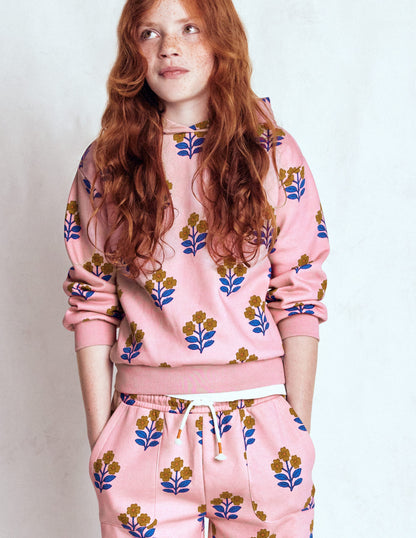 Printed Hoodie-Formica Pink Woodblock Flower-3