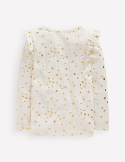 Frill Sleeve Pointelle Top-Soft Ivory-2