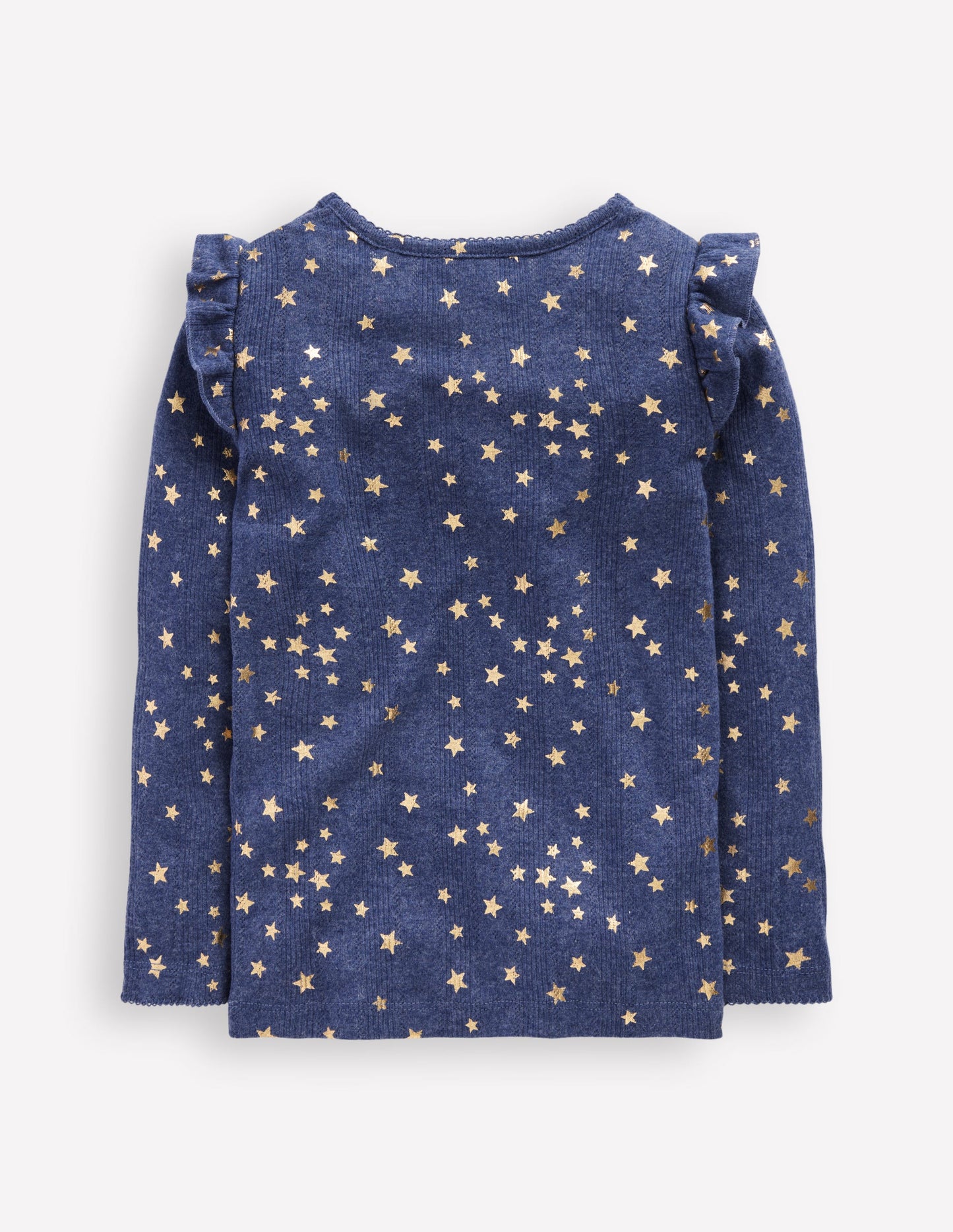 Frill Sleeve Pointelle Top-Navy