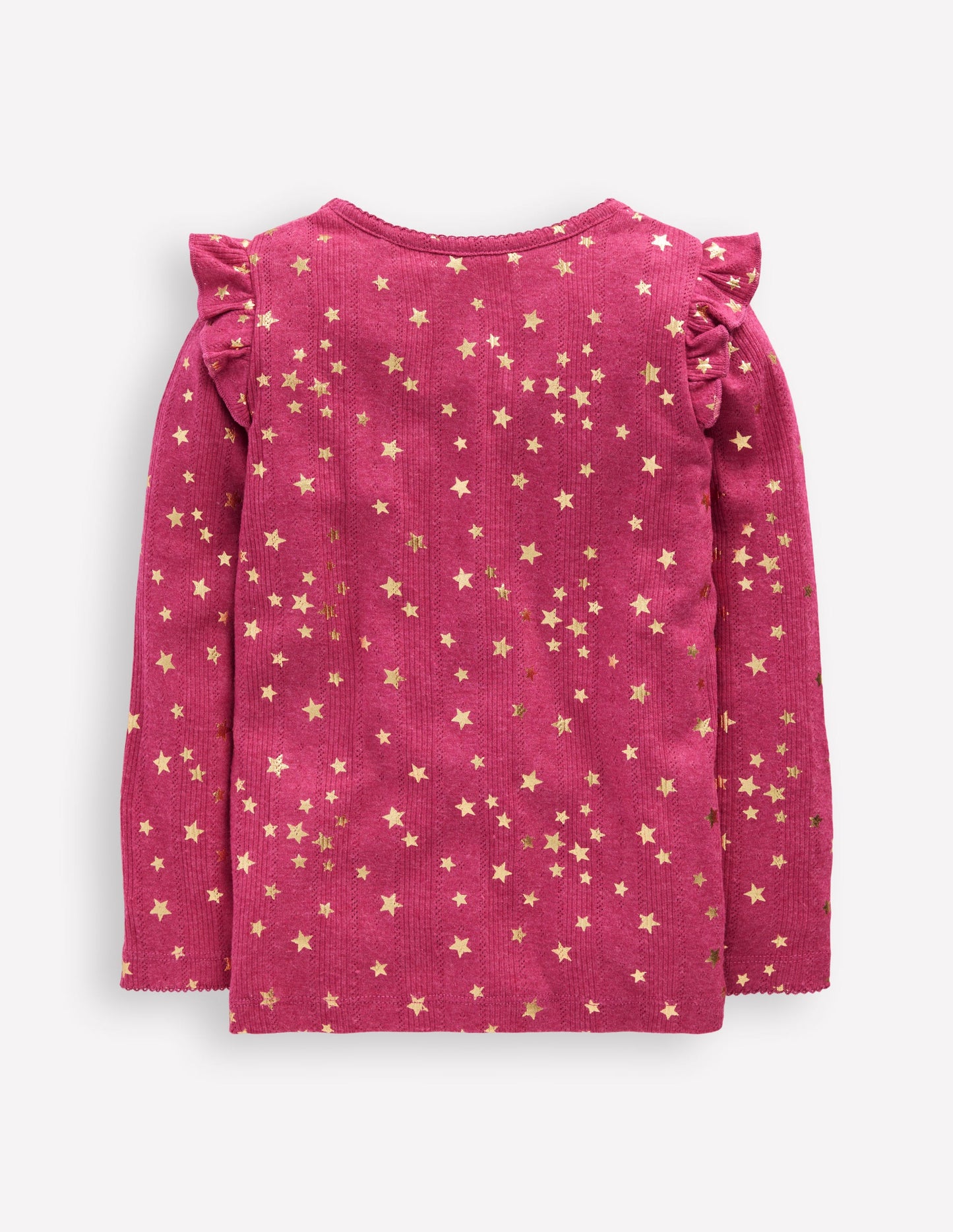 Frill Sleeve Pointelle Top-Cherry Jam