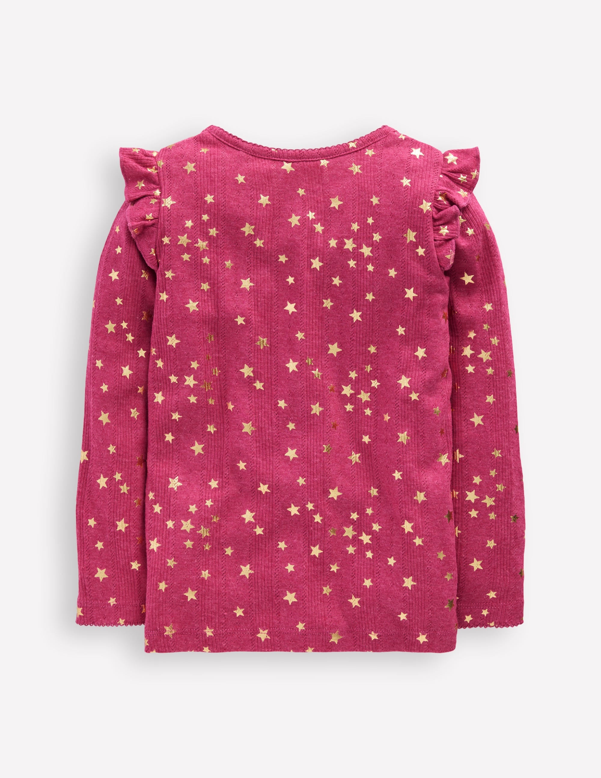 Frill Sleeve Pointelle Top-Cherry Jam - Image 2