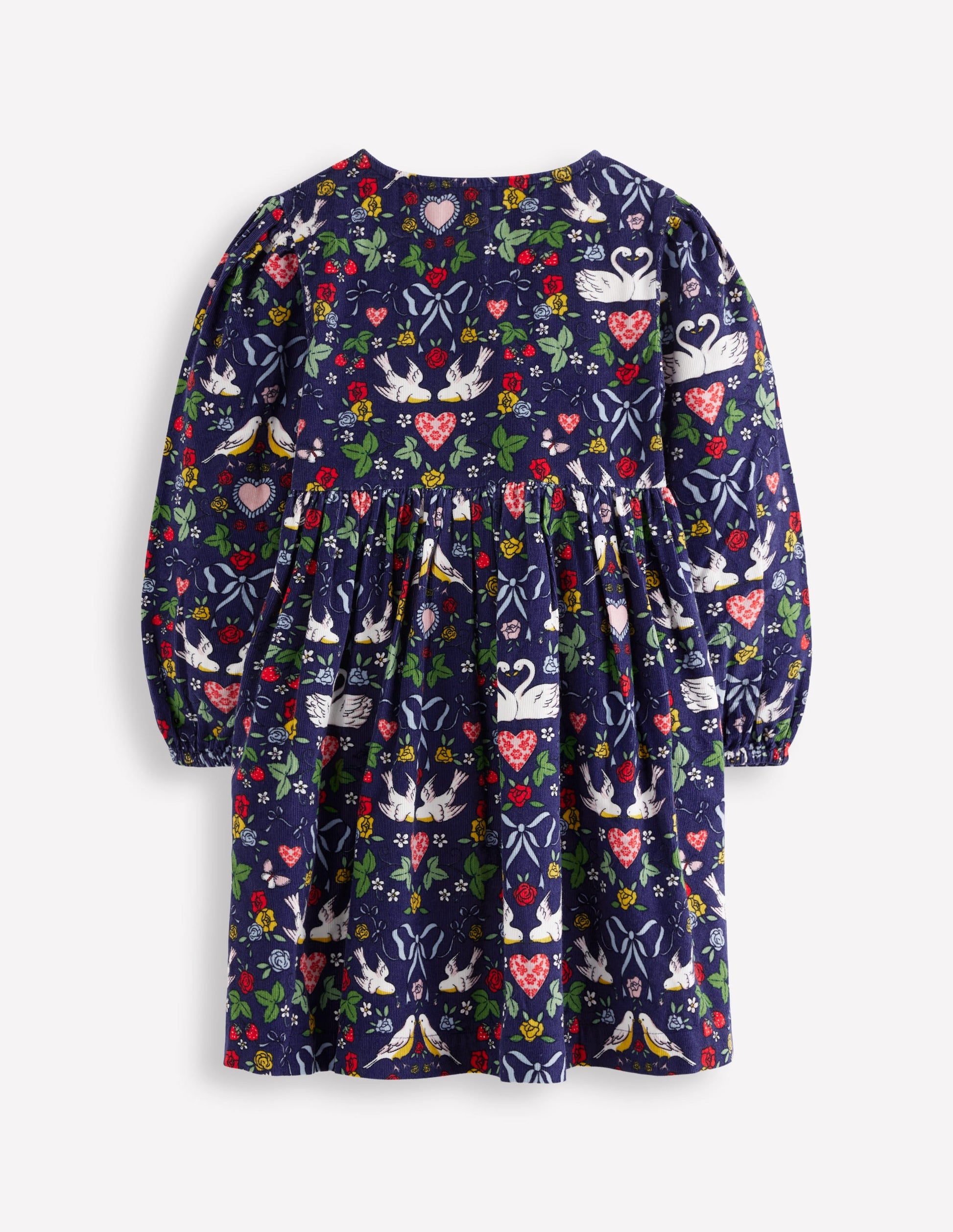 Bow Button Through Dress-Starboard Blue Love Birds-2