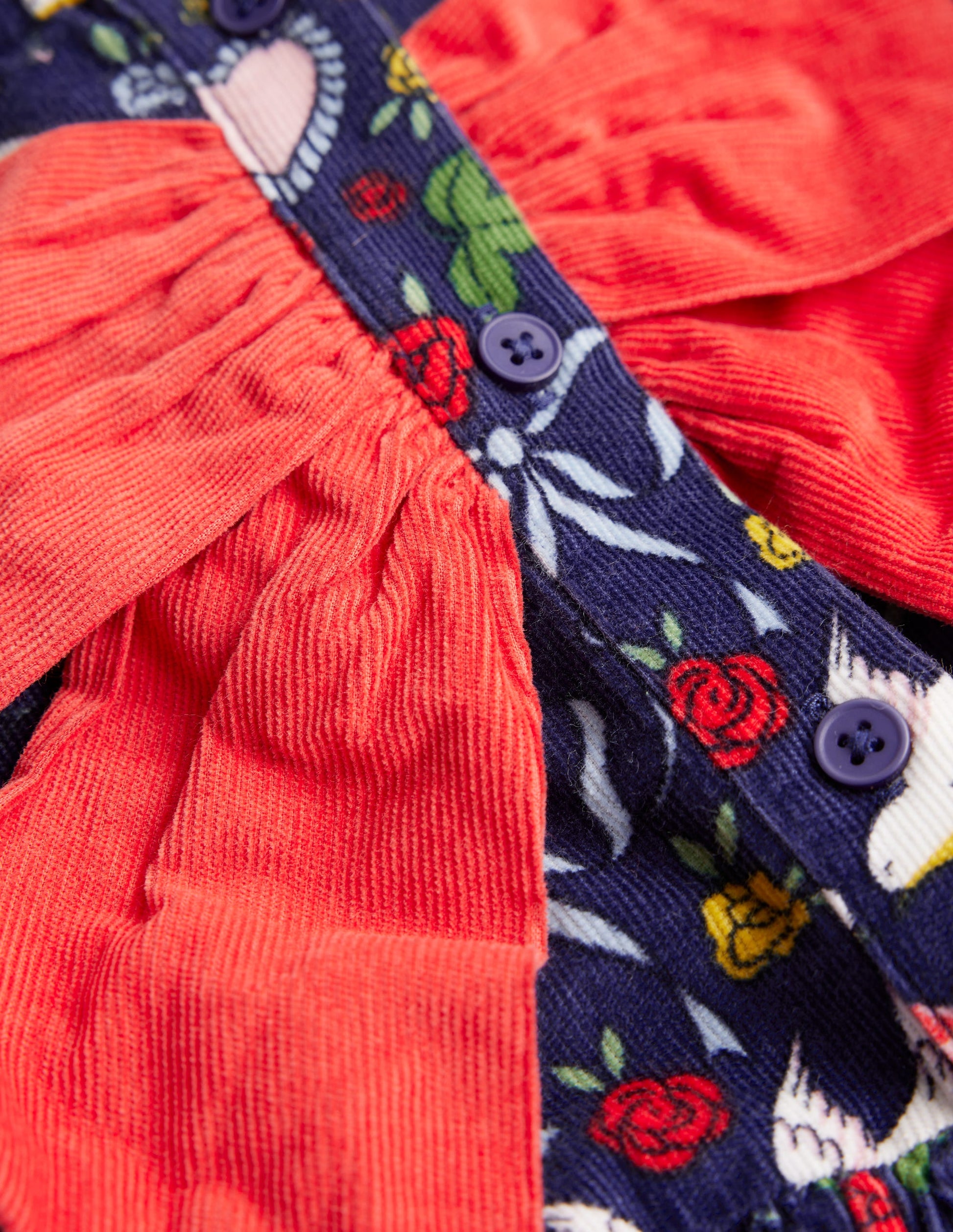 Bow Button Through Dress-Starboard Blue Love Birds-3