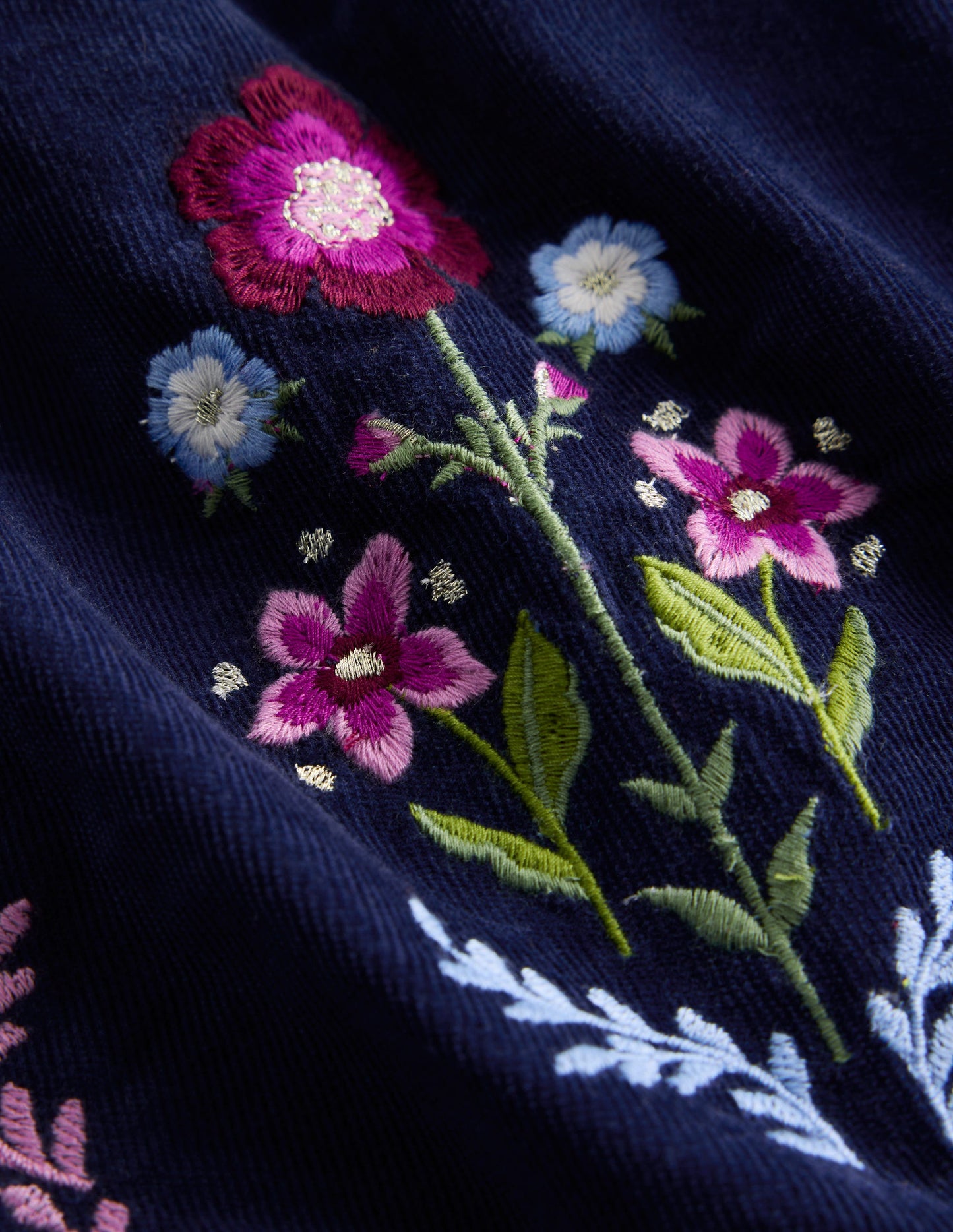 Clover Blouson Cord Dress-College Navy