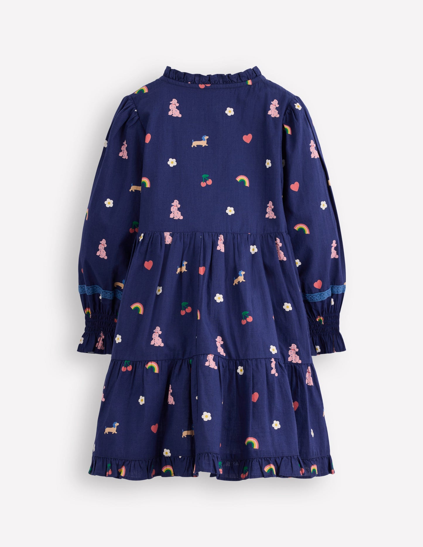 Lace Detail Woven Dress-Starboard Blue Parisian