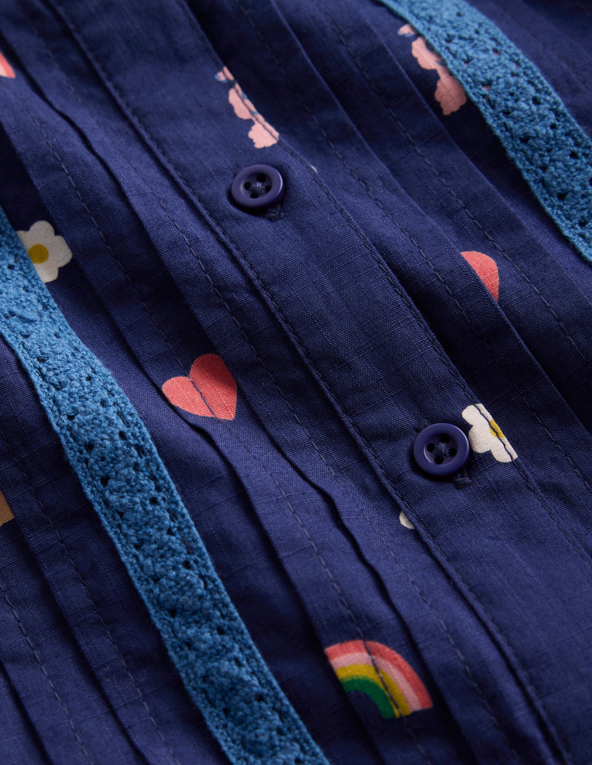 Lace Detail Woven Dress-Starboard Blue Parisian-3