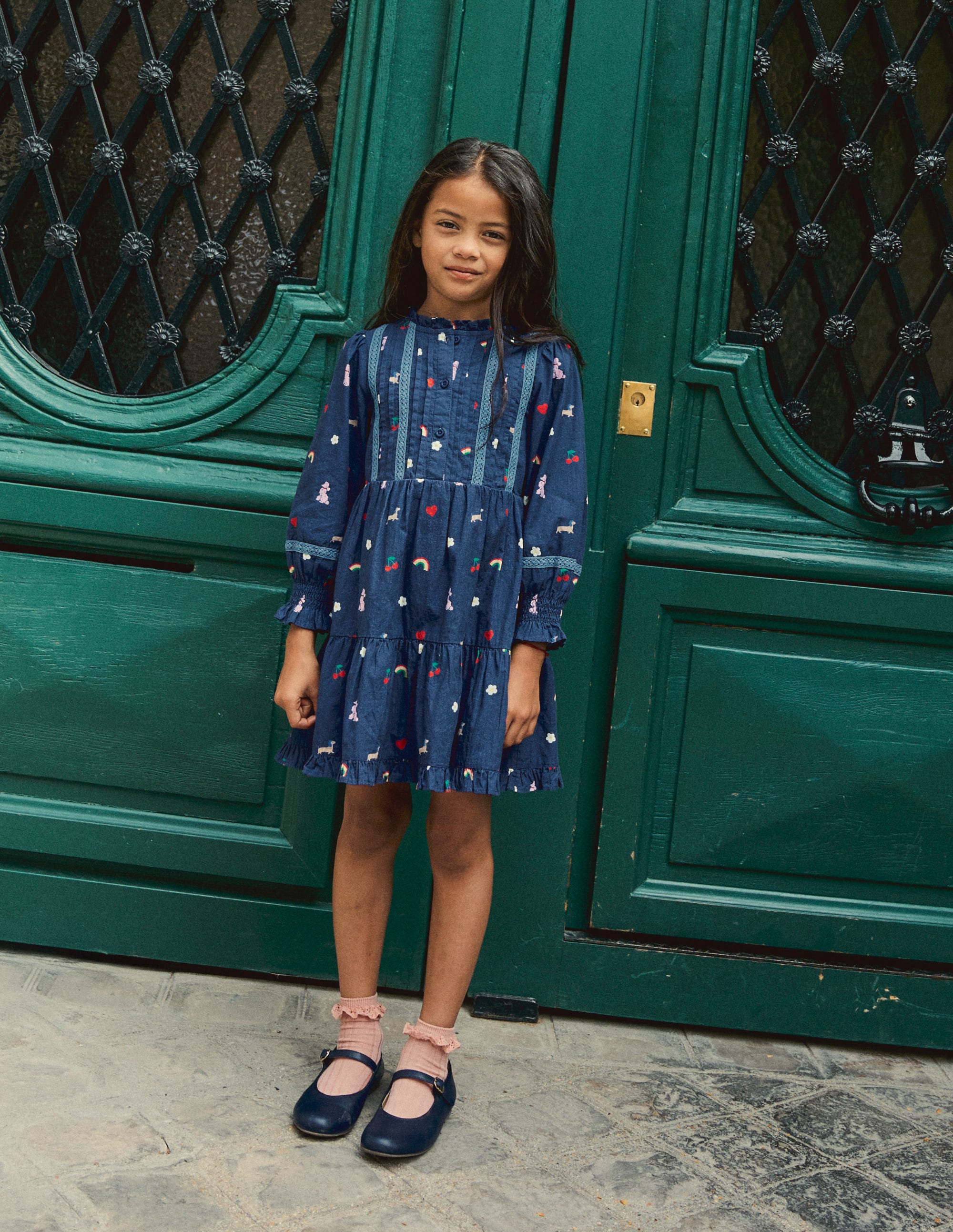 Lace Detail Woven Dress - Starboard Blue Parisian