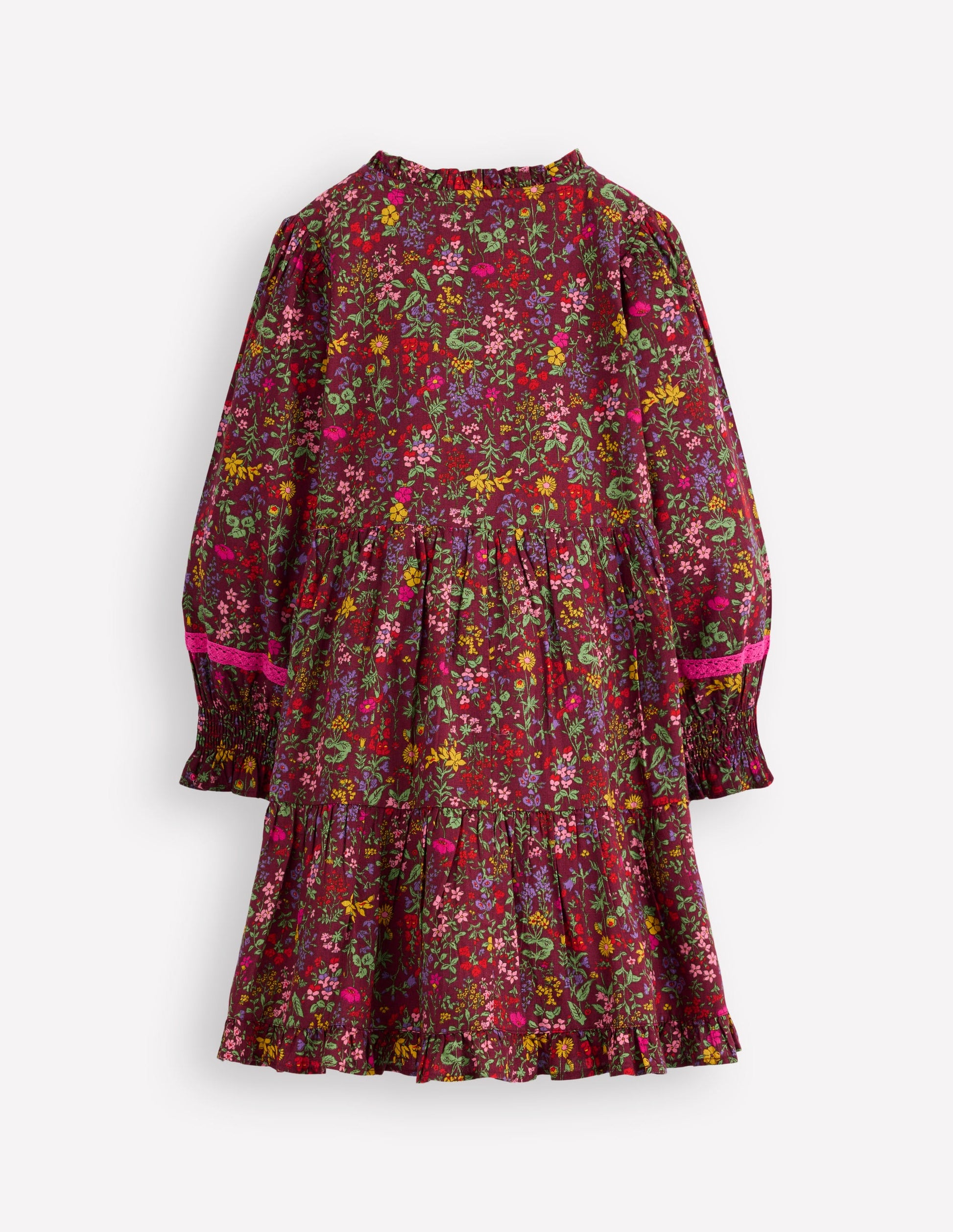 Lace Detail Woven Dress-Chestnut Flower Meadow-2