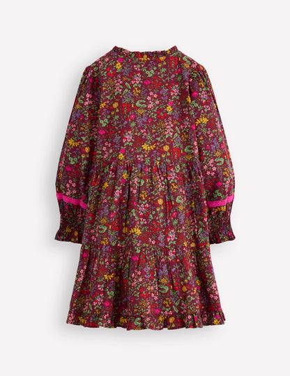 Lace Detail Woven Dress-Chestnut Flower Meadow-2