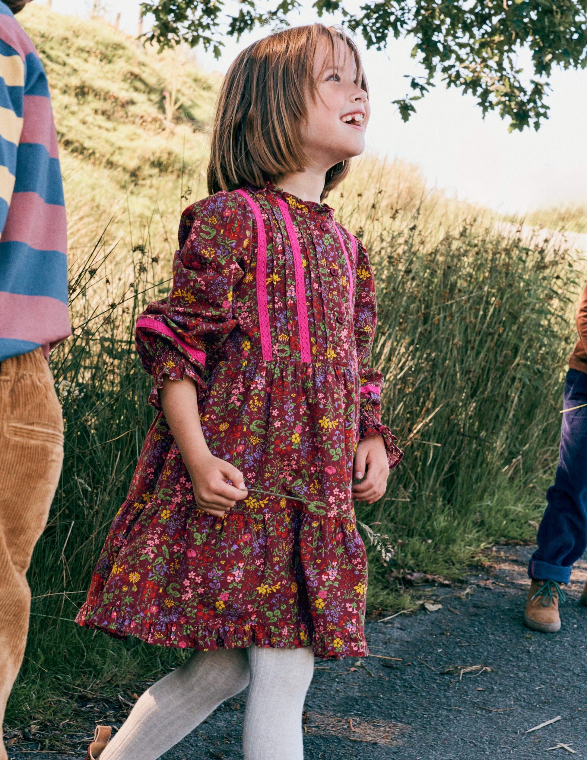 Lace Detail Woven Dress-Chestnut Flower Meadow-4
