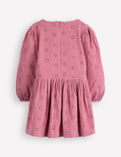 Cord Broderie Dress-Pink Haze-2