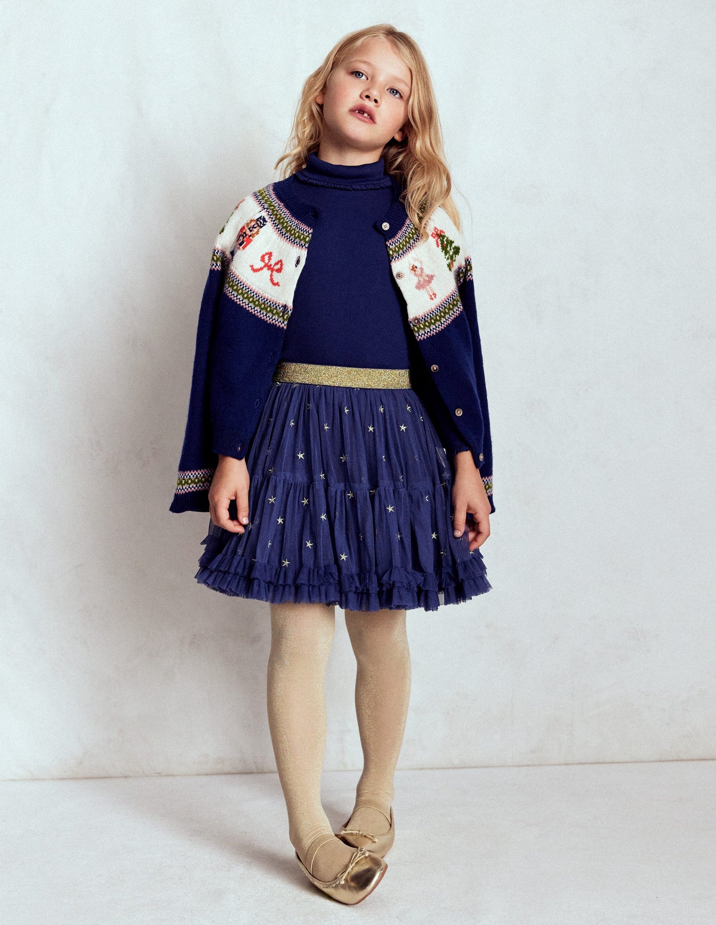 Interest Tulle Skirt-Navy Stars