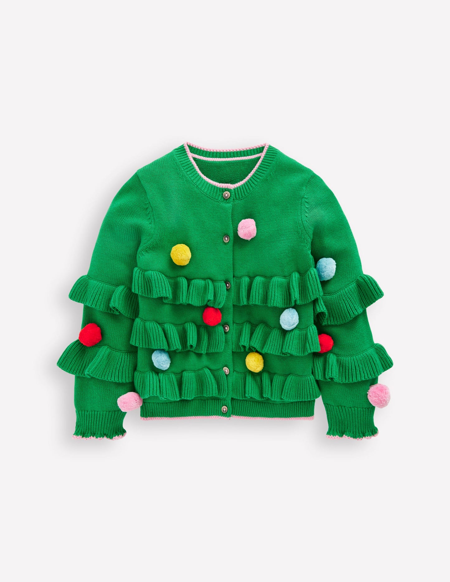 Festive Logo Cardigan-Rich Emerald Christmas Tree