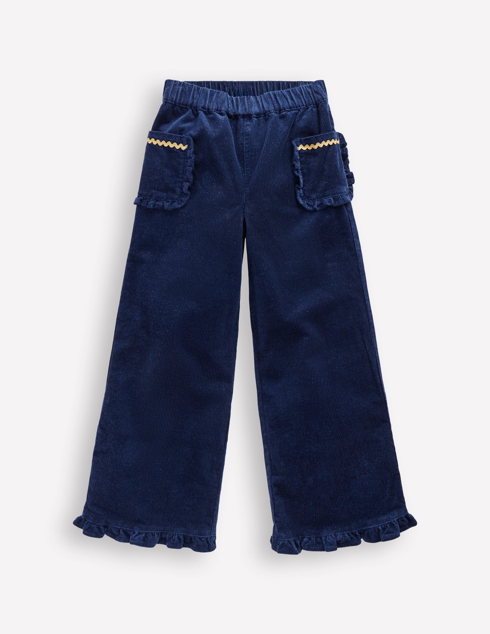 Cord Frill Pull-on Trousers-Navy Sparkle - Image 1