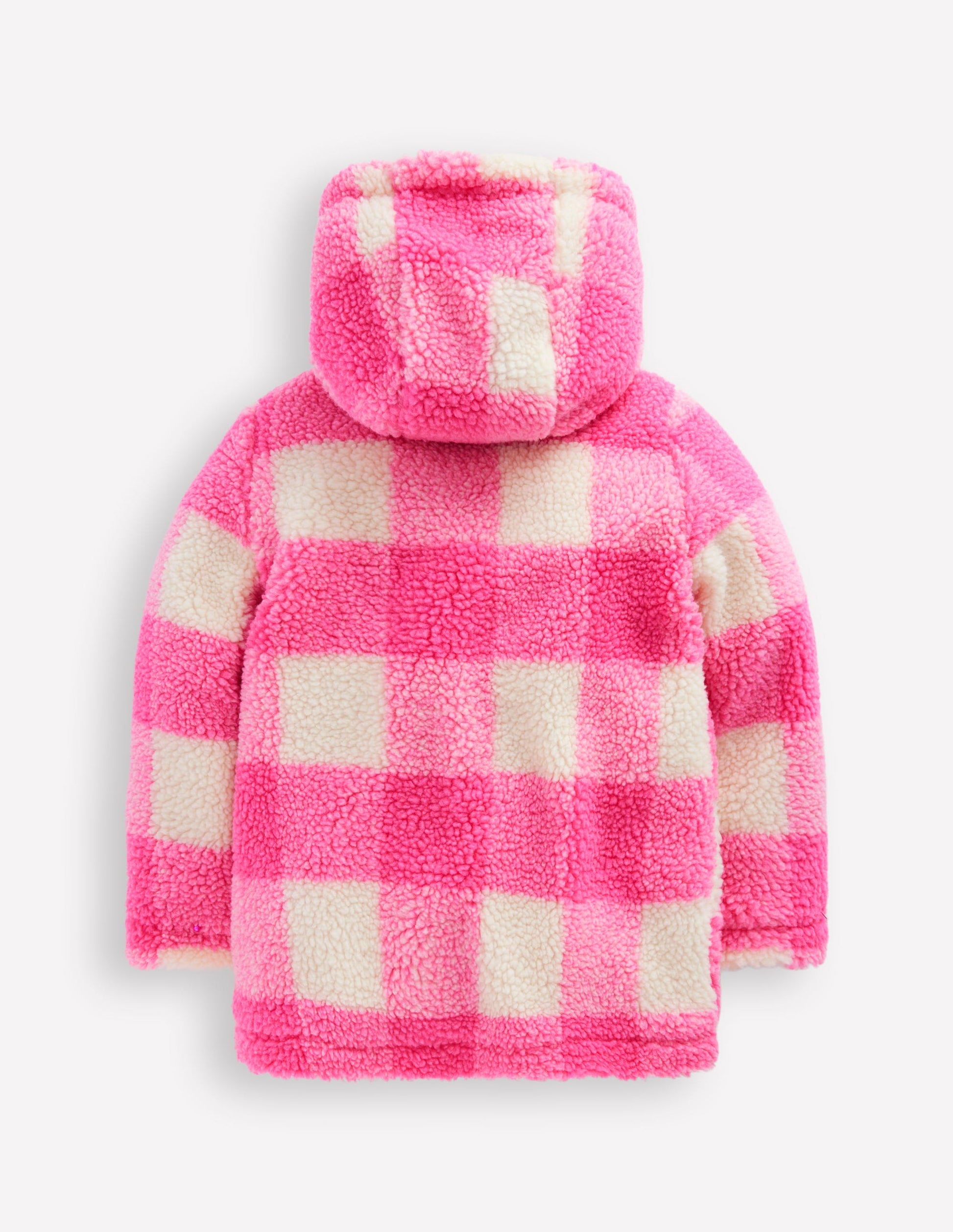 Borg Duffle Coat-Azalea Pink Gingham-2