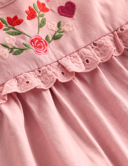 Pretty Embroidered Top-Vintage Pink Embroidery-3