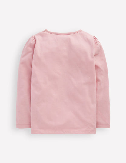 Puff Sleeve Dress Up Appliqué-Vintage Pink Christmas Bunny-2