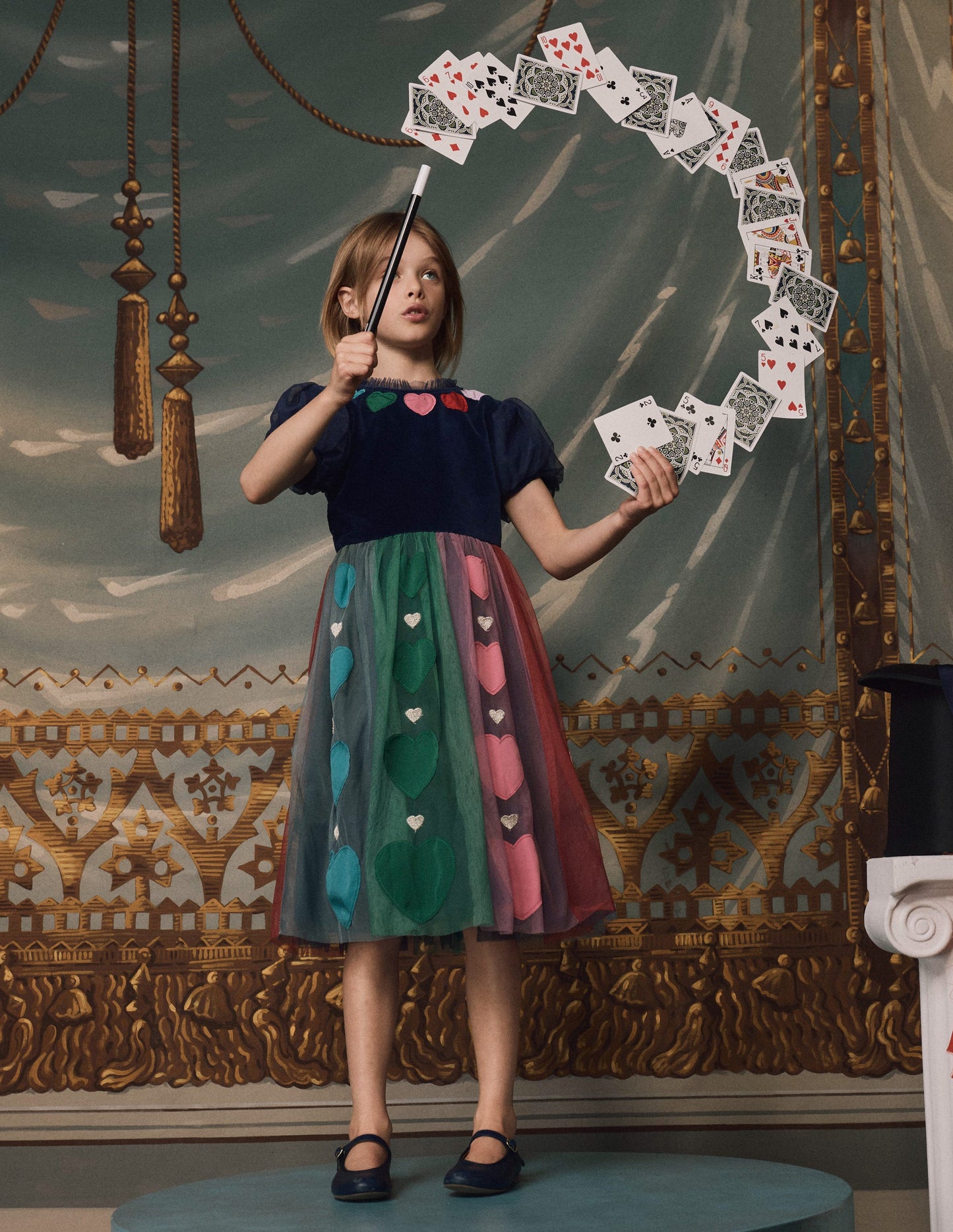 Velvet Tulle Occasion Dress-College Navy Hearts