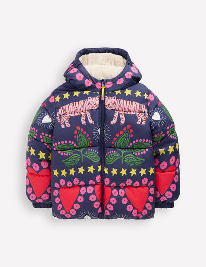 Fun Padded Coat-College Navy Tiger Stripe-4