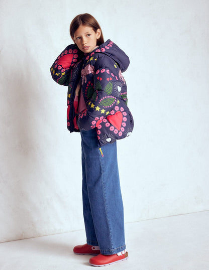 Fun Padded Coat-College Navy Tiger Stripe-1