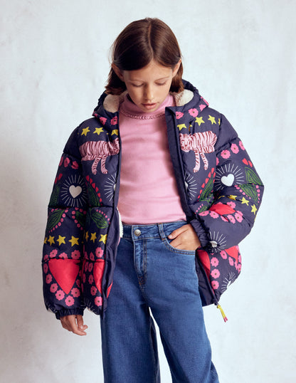 Fun Padded Coat-College Navy Tiger Stripe-2