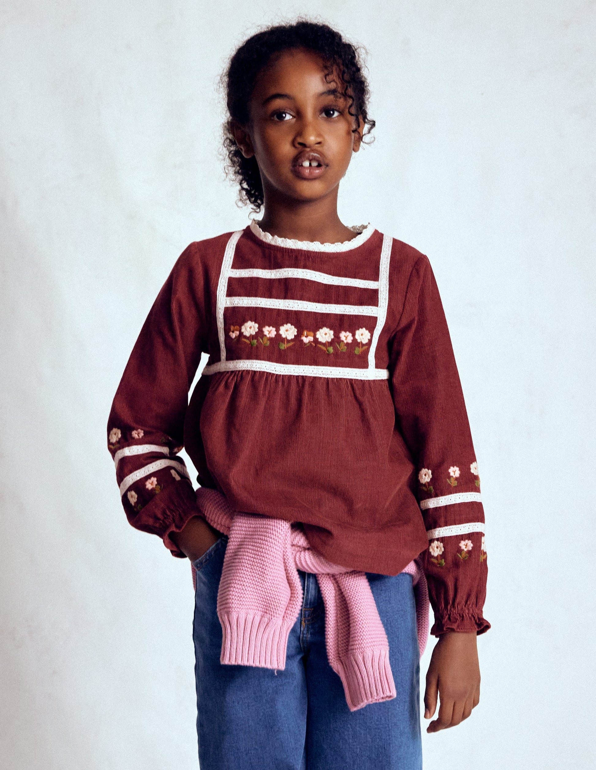 Embroidered Lace Top-Chestnut Embroidery-1