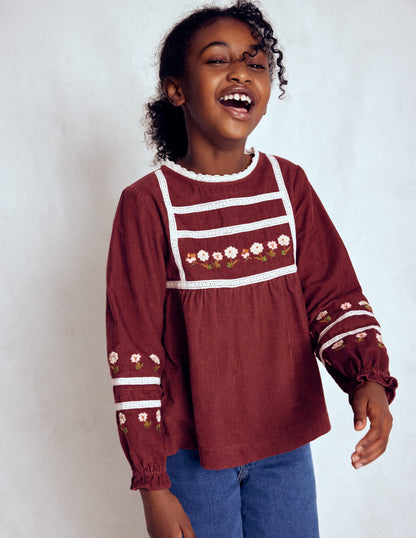 Embroidered Lace Top-Chestnut Embroidery-2