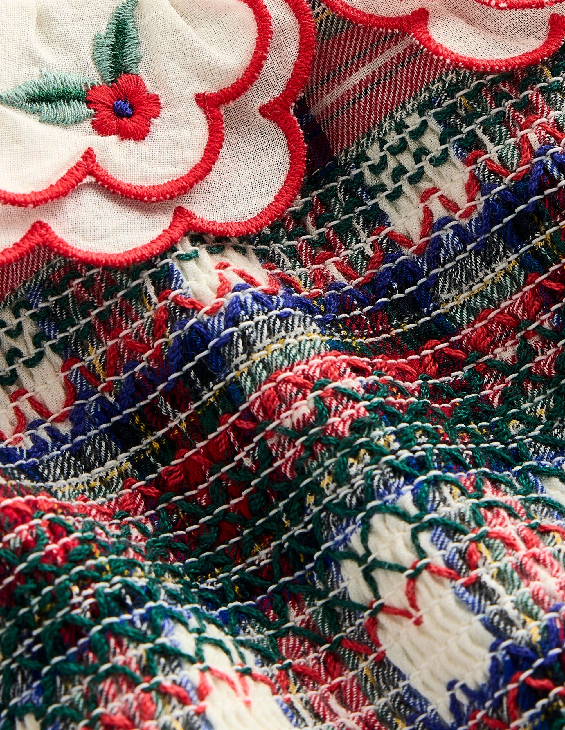 Cosy Collar Detail Smock Dress-Ivory Check-3