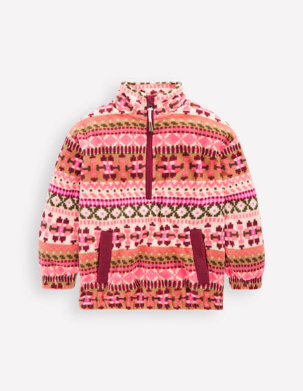 Cosy Geometric Fleece-Pink Aztec Geo