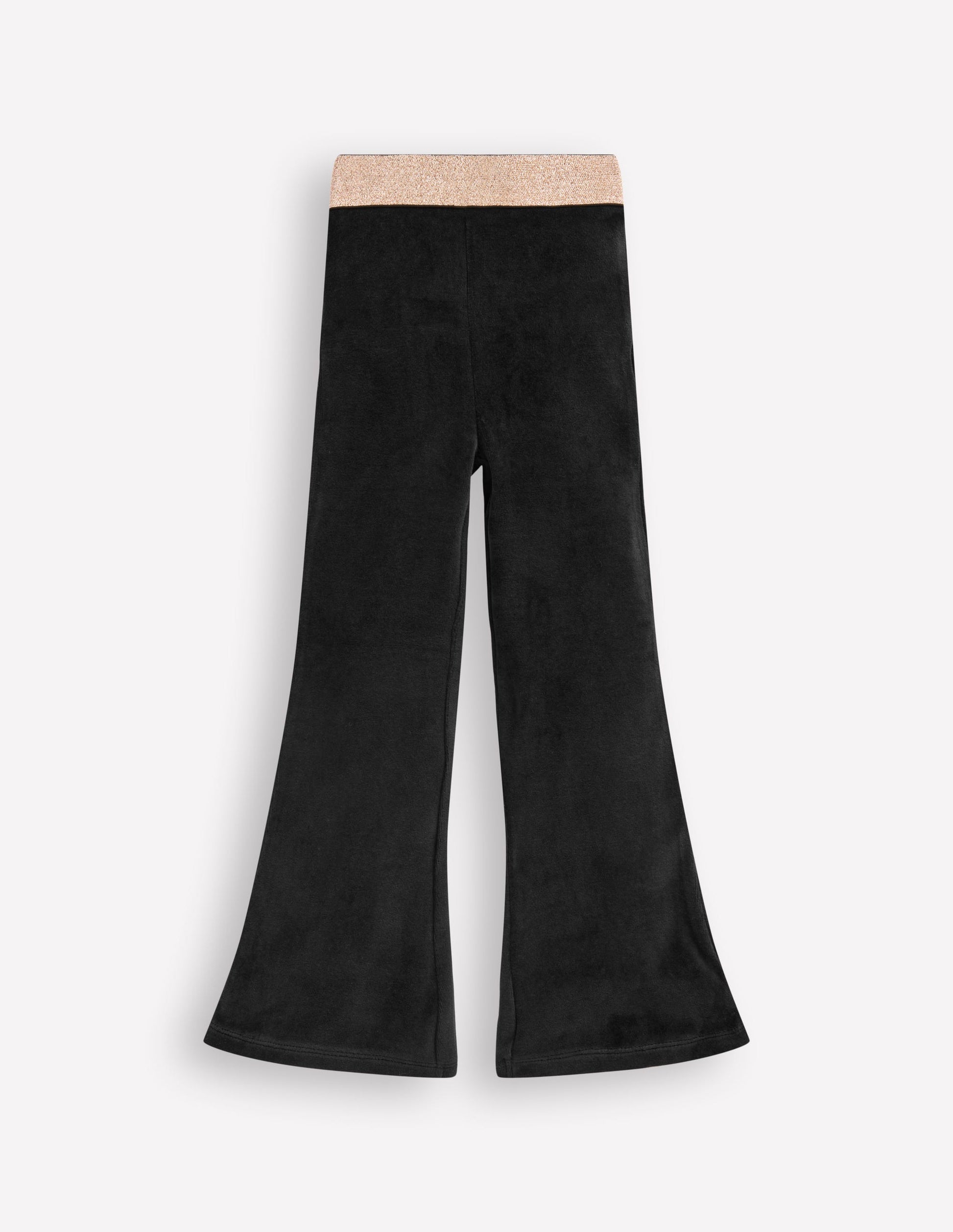 Velvet Flared Leggings-Black-1