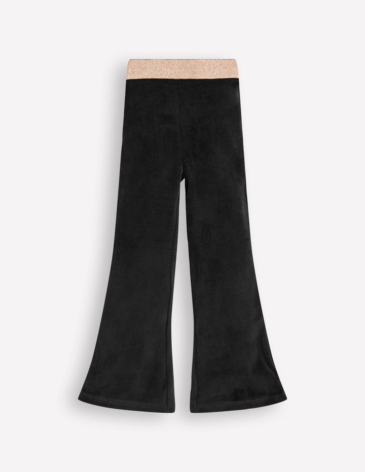 Velvet Flared Leggings-Black