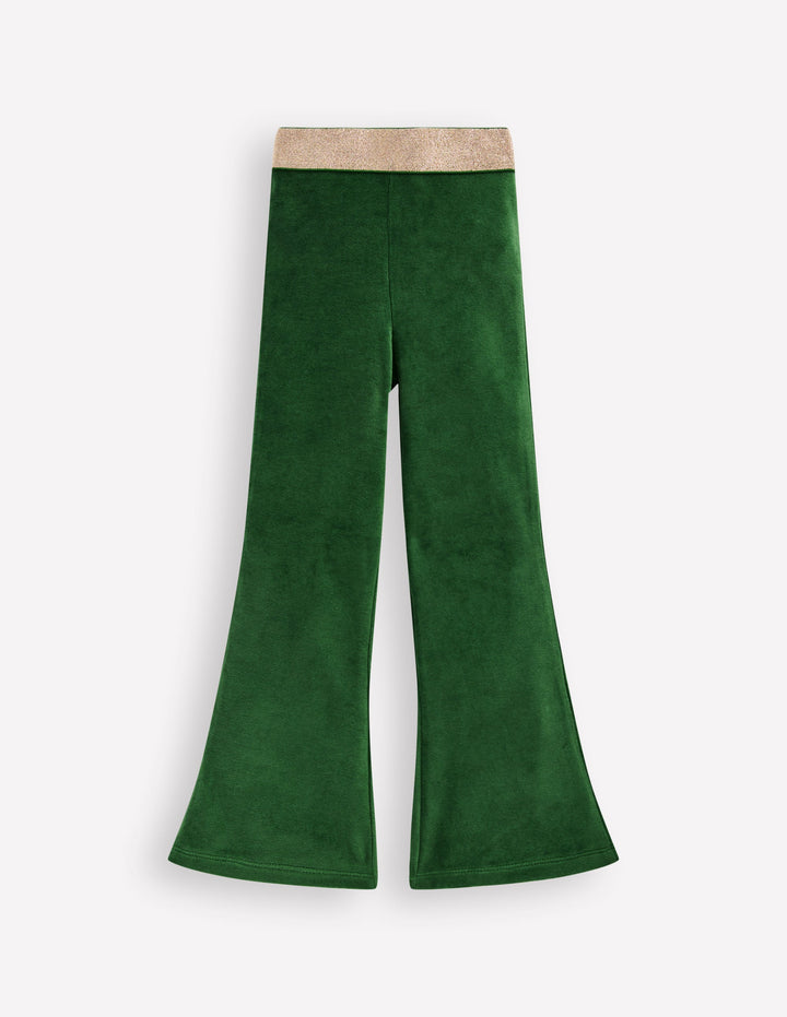 Velvet Flared Leggings-Pine Green