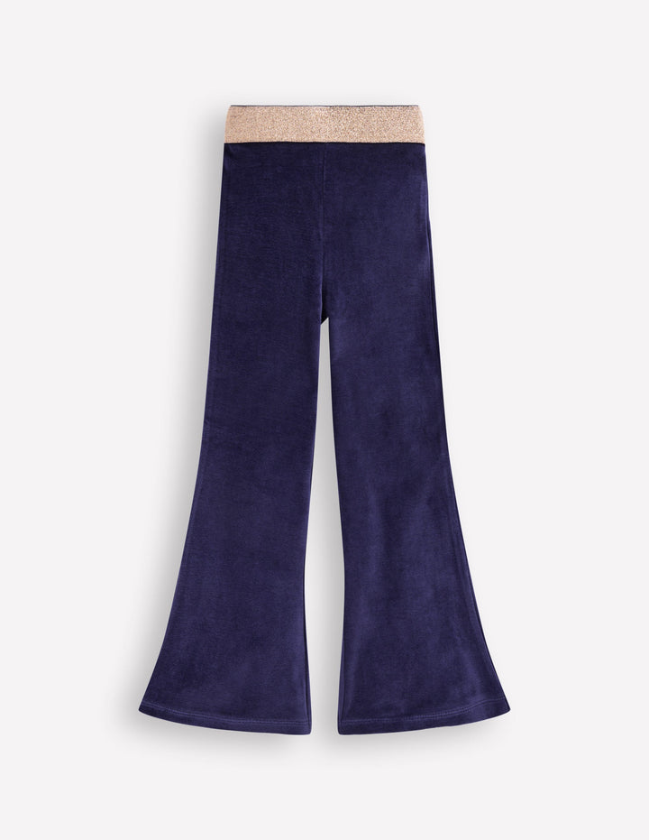 Velvet Flared Leggings-College Navy