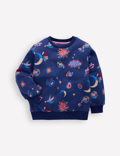 Relaxed Printed Sweatshirt-College Navy Celestial-1