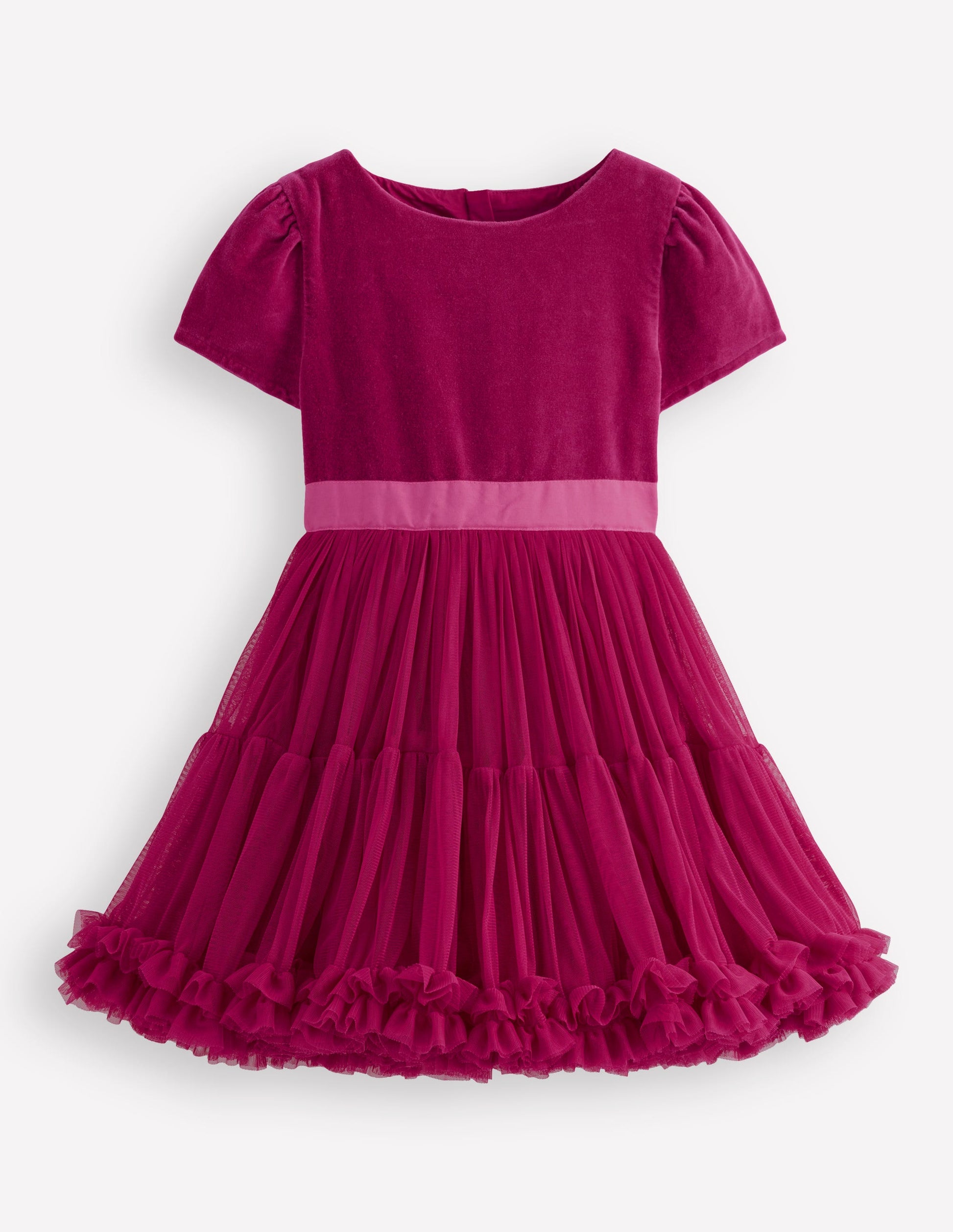 Velour Tulle Occasion Dress-Cherry Jam-1