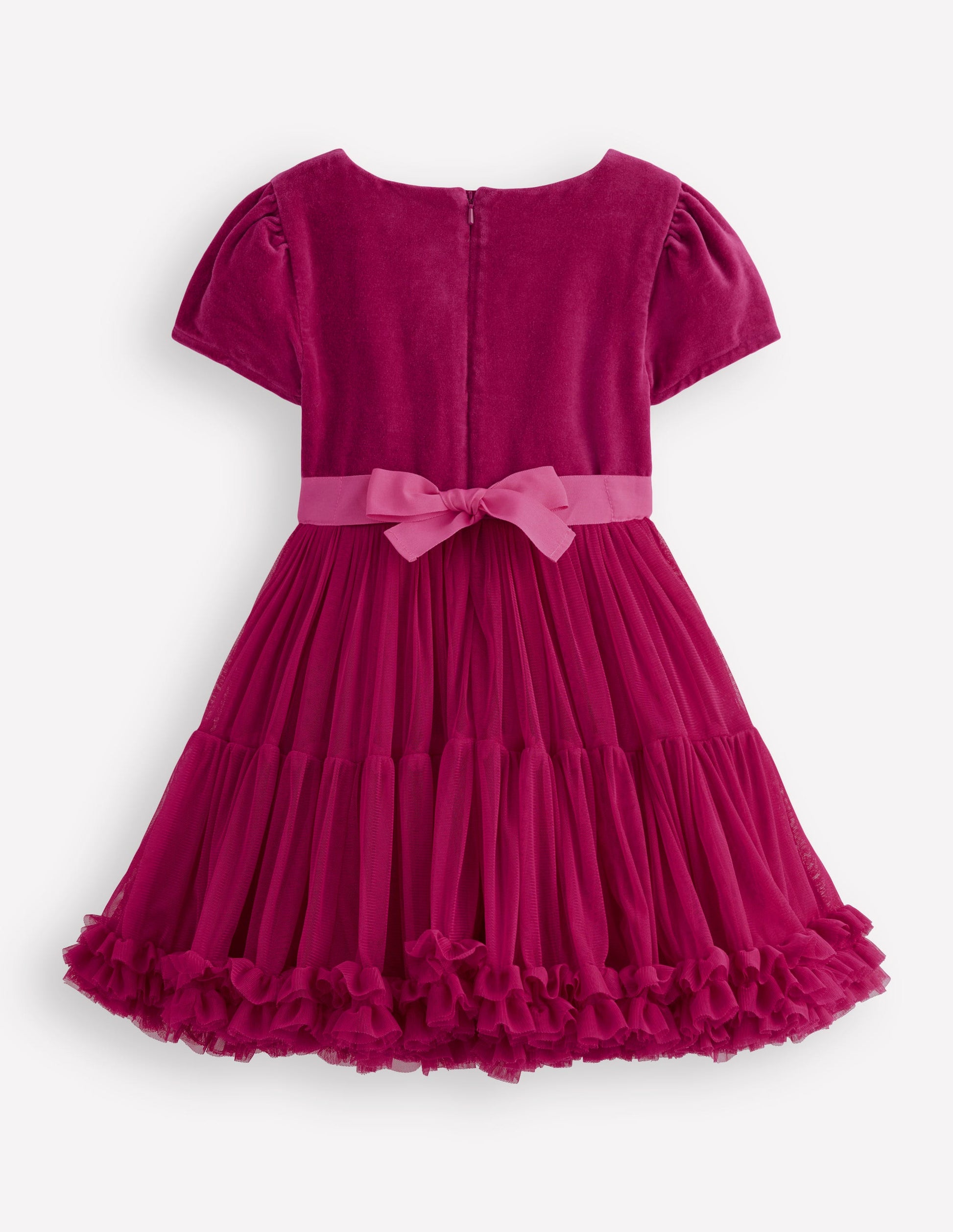 Velour Tulle Occasion Dress-Cherry Jam-2