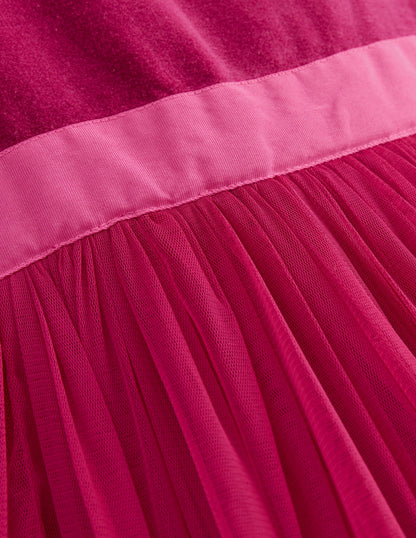 Velour Tulle Occasion Dress-Cherry Jam-3