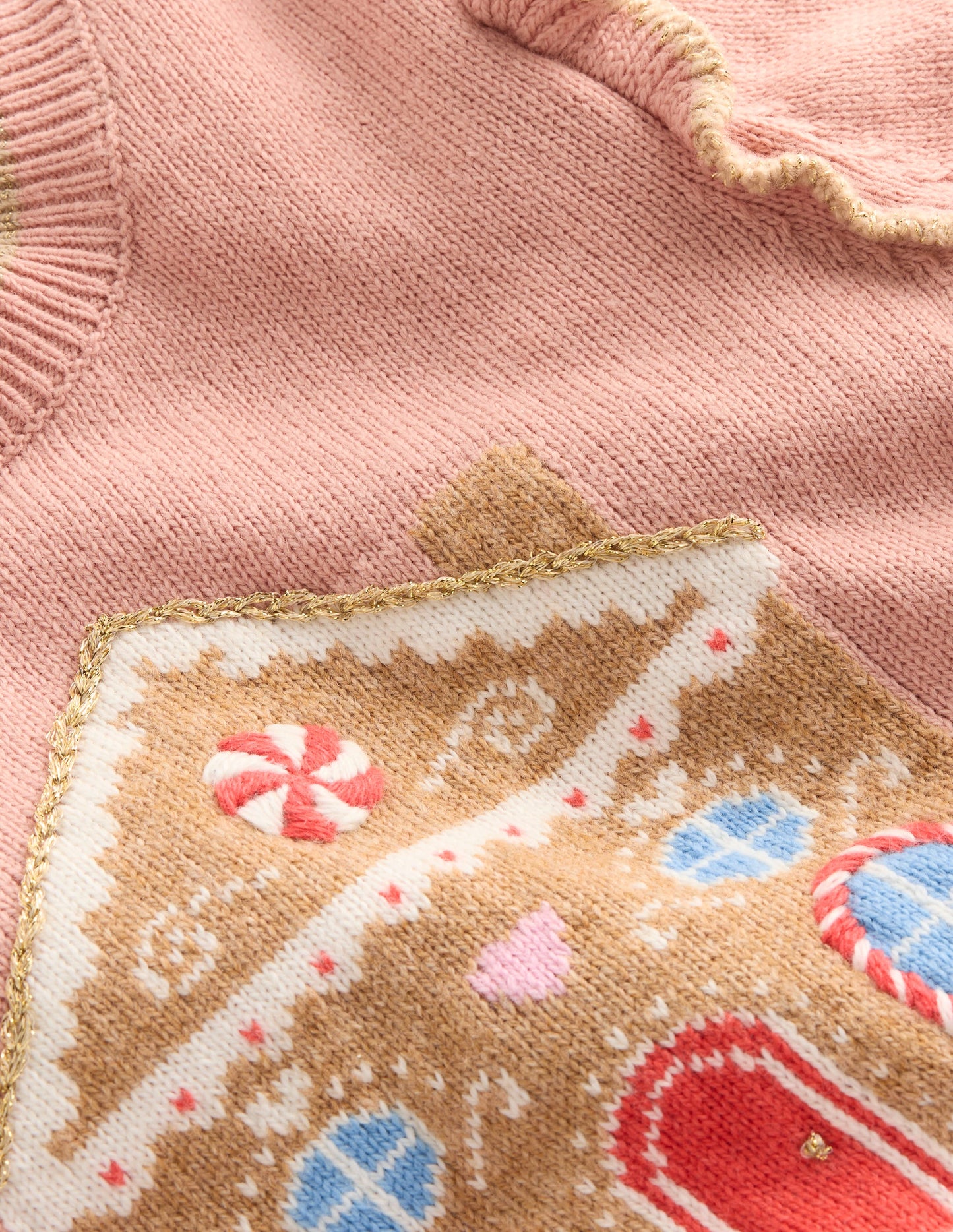 Fun Frill Logo Jumper-Vintage Pink Gingerbread House