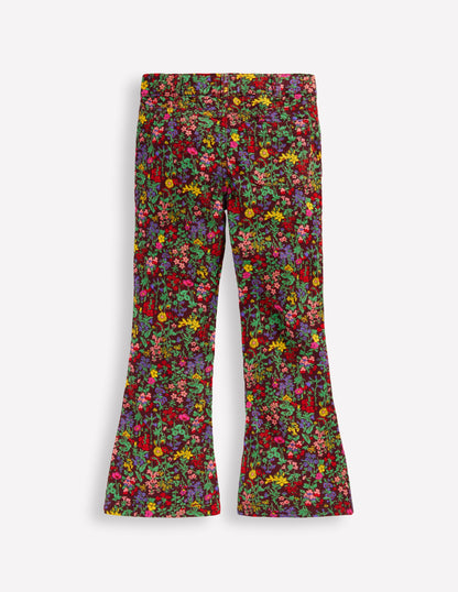 Printed Kick Flare Trousers-Chestnut Flower Meadow-2