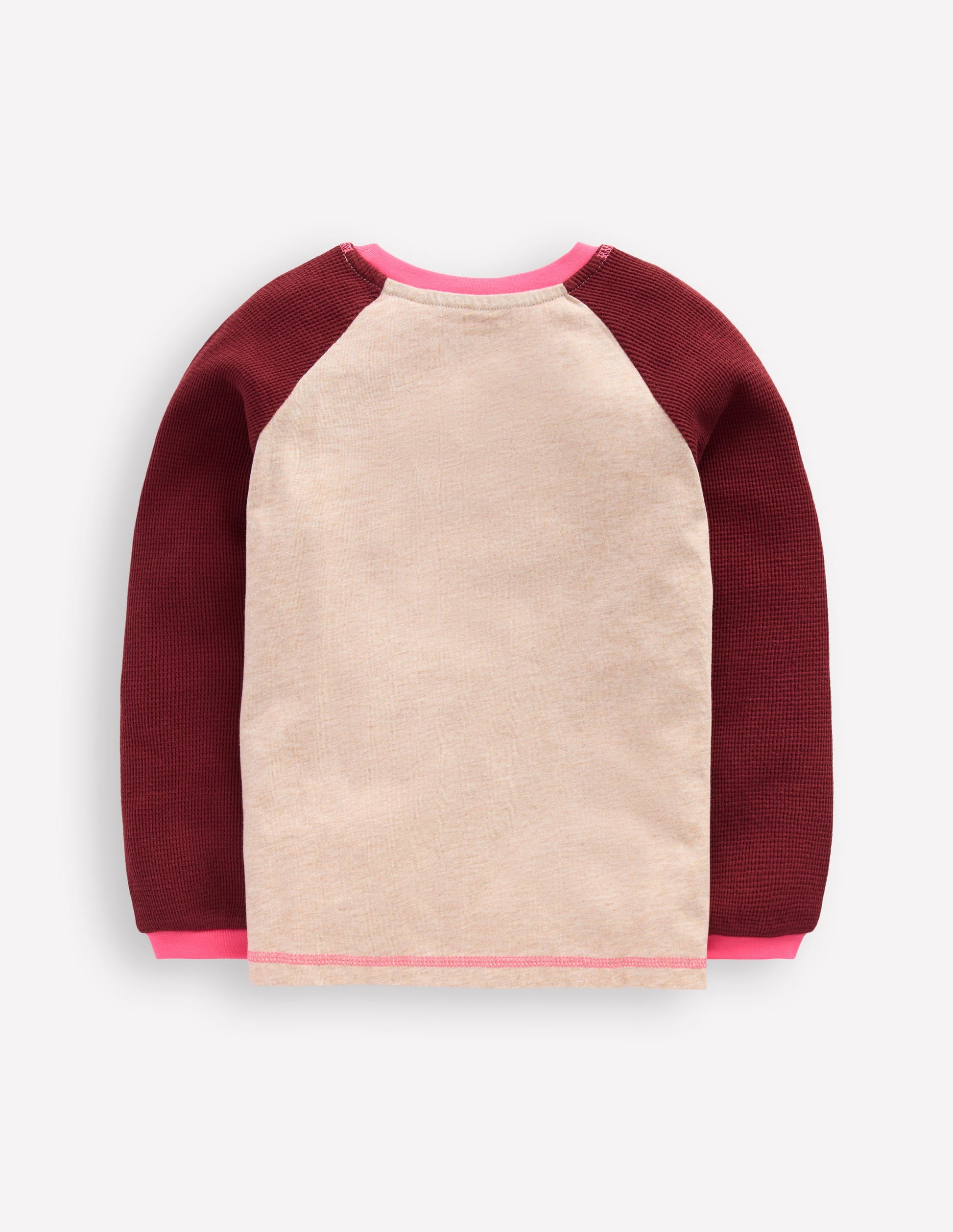 Raglan Waffle Mix Top-Oatmeal Marl/Chestnut-2