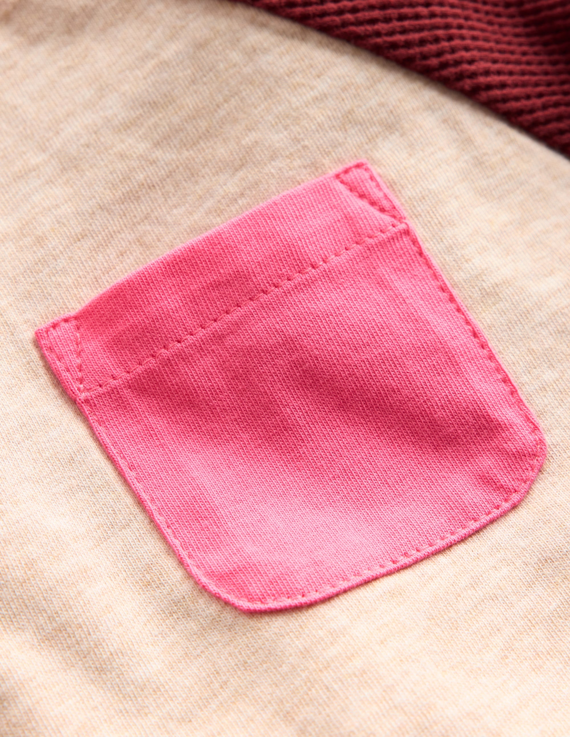 Raglan Waffle Mix Top-Oatmeal Marl/Chestnut - Image 3