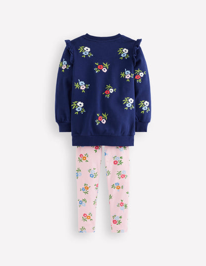 Embroidered Tunic Set-College Navy Embroidery-2