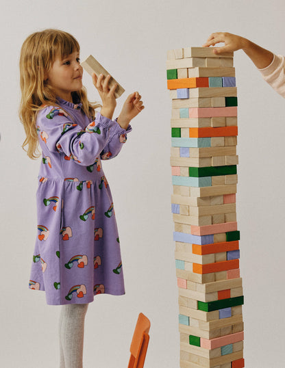 Blouson Sleeve Jersey Dress-Purple Love Rainbow-4