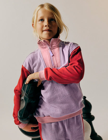 Half-zip Sweatshirt-Purple/Red-1
