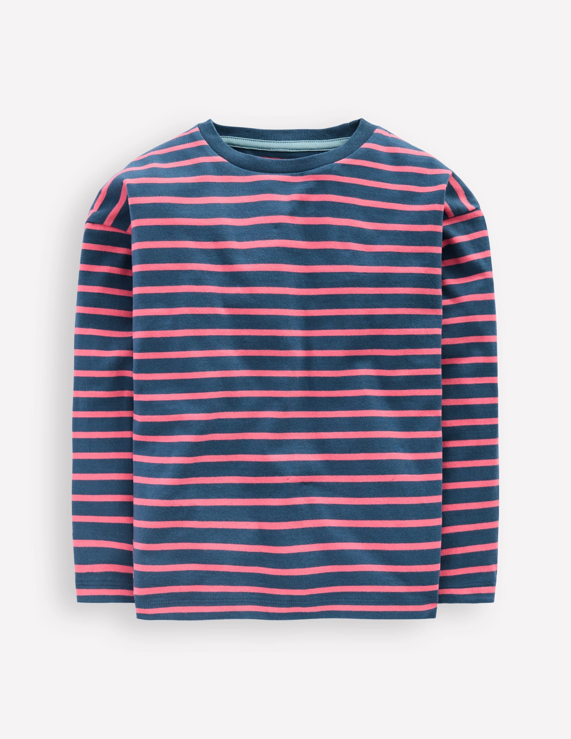 Long Sleeve Relaxed Breton-North Sea Blue/Salmon Pink - Image 1