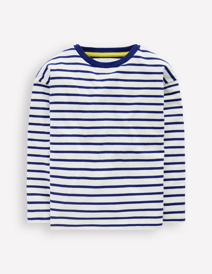 Long Sleeve Relaxed Breton-Ivory/College Navy