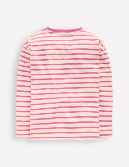 Long Sleeve Relaxed Breton-Pink/Oatmeal Marl-2